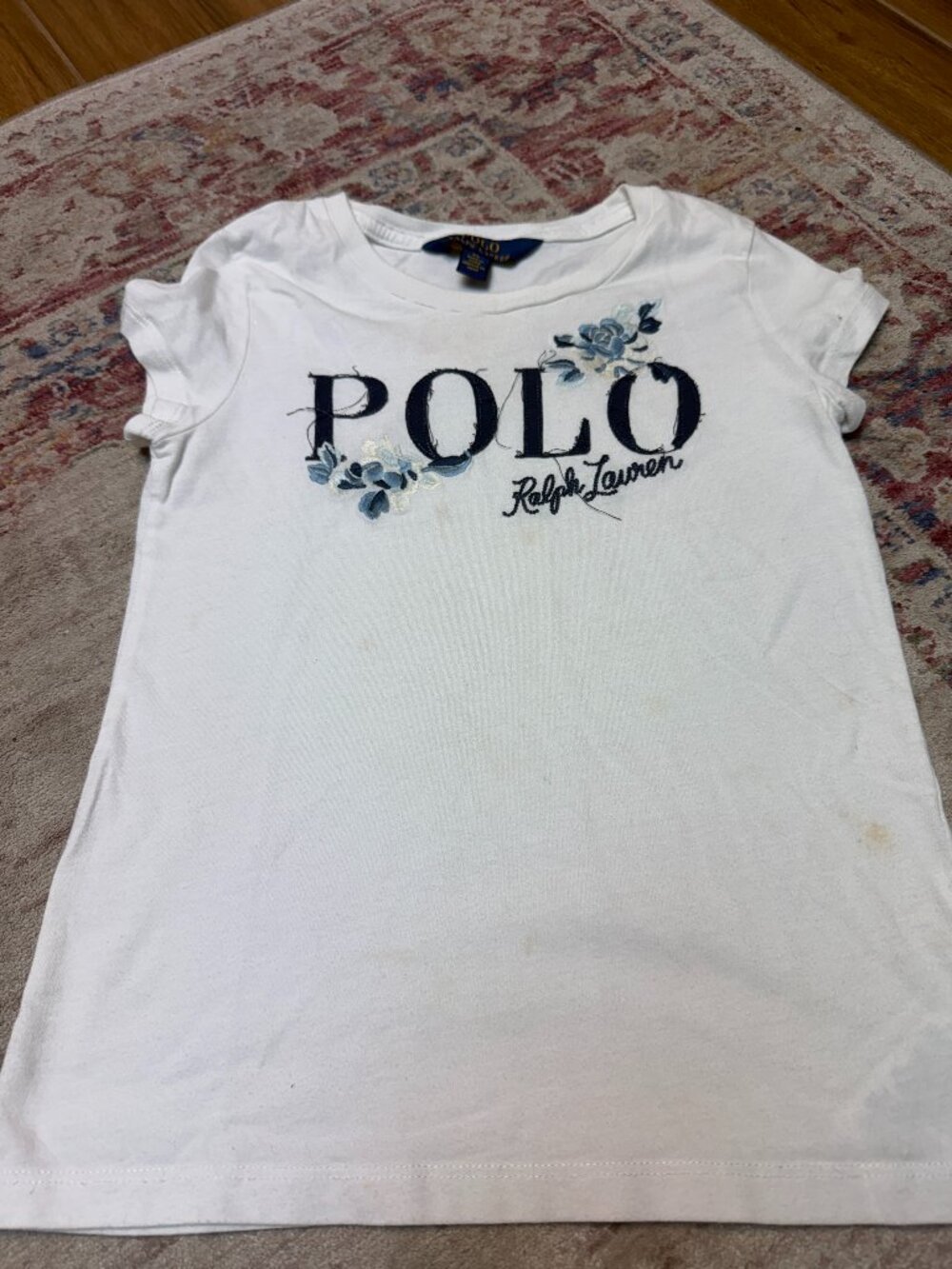 Polo Ralph Lauren Kids Girls White T- Shirt Size 6 In Good Shape